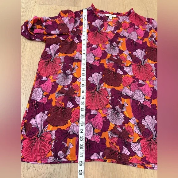 The Pioneer Woman Ruffle Neck Blouse with Flounce Sleeve - Picture 11 of 12